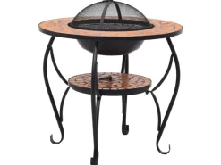 vidaXL Feuertisch Mosaik Keramik Terracotta 68 cm