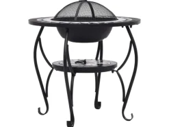 New vidaXL Feuertisch Mosaik Keramik Schwarz und Weiß 68 cm