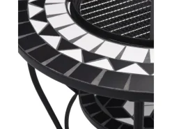 New vidaXL Feuertisch Mosaik Keramik Schwarz und Weiß 68 cm
