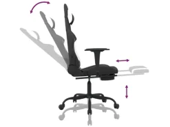 New vidaXL Gaming-Stuhl mit Fußstütze Schwarz und Weiß Stoff Modell 1