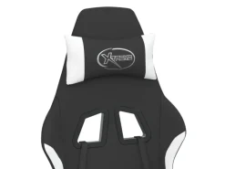 New vidaXL Gaming-Stuhl mit Fußstütze Schwarz und Weiß Stoff Modell 1