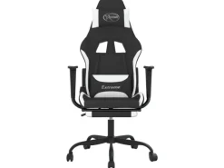 New vidaXL Gaming-Stuhl mit Fußstütze Schwarz und Weiß Stoff Modell 1