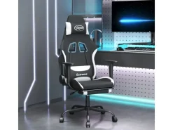 New vidaXL Gaming-Stuhl mit Fußstütze Schwarz und Weiß Stoff Modell 1