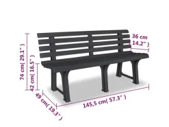 vidaXL Gartenbank 145,5 cm Kunststoff Anthrazit