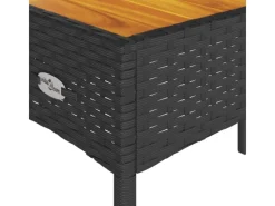 vidaXL Gartenbank 2-Sitzer mit Kissen und Tisch Schwarz Poly Rattan