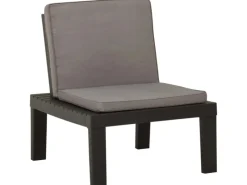 vidaXL Garten-Lounge-Stuhl mit Auflage Kunststoff Grau