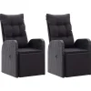 vidaXL Gartensessel mit Kissen 2 Stk. Verstellbar Schwarz Poly Rattan Stahl