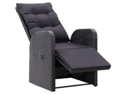 vidaXL Gartensessel mit Kissen 2 Stk. Verstellbar Schwarz Poly Rattan Stahl