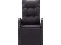 vidaXL Gartensessel mit Kissen 2 Stk. Verstellbar Schwarz Poly Rattan Stahl