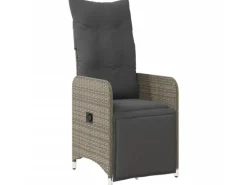 Online vidaXL Gartensessel Stahl Verstellbar mit Kissen Grau Poly Rattan