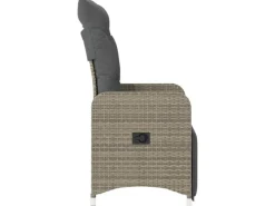 Online vidaXL Gartensessel Stahl Verstellbar mit Kissen Grau Poly Rattan