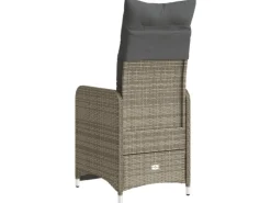 Online vidaXL Gartensessel Stahl Verstellbar mit Kissen Grau Poly Rattan