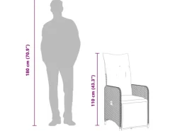 Online vidaXL Gartensessel Stahl Verstellbar mit Kissen Grau Poly Rattan