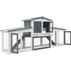 Clearance vidaXL Großer Kaninchenstall Grau und Weiß 204x45x85 cm Holz