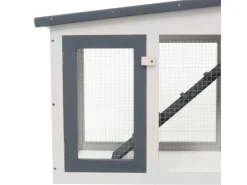 Clearance vidaXL Großer Kaninchenstall Grau und Weiß 204x45x85 cm Holz