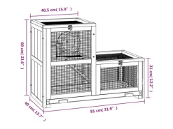 Outlet vidaXL Hamsterkäfig 81x40x60 cm Massivholz Tanne