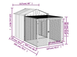 New vidaXL Hühnerkäfig mit Auslauf Anthrazit 117x201x123 cm Stahl Verzinkt