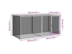 Hot vidaXL Hühnerkäfig mit Dach Hellgrau 203x98x90 cm Verzinkter Stahl