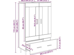 vidaXL Highboard Artisan-Eiche 69,5 x 31 x 115 cm Holzwerkstoff 882578