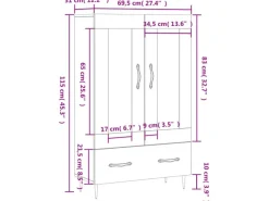vidaXL Highboard Grau Sonoma 69,5x31x115 cm Holzwerkstoff 828282