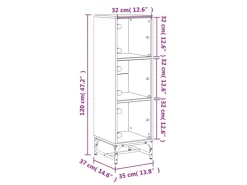 vidaXL Highboard mit Glastüren Weiß 35x37x120 cm 836560