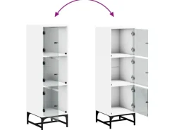 vidaXL Highboard mit Glastüren Weiß 35x37x120 cm 836560