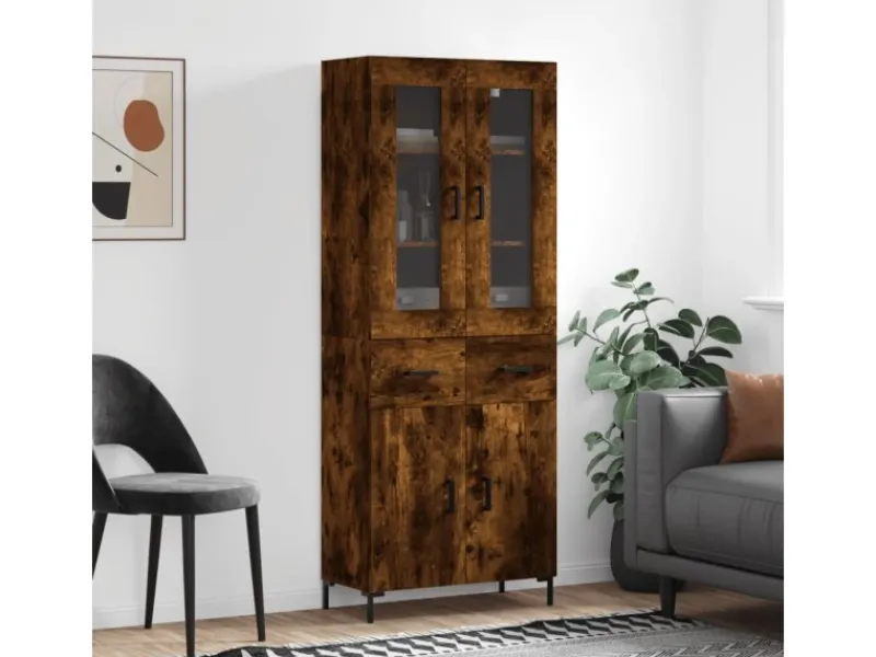 vidaXL Highboard Räuchereiche 69,5x34x180 cm Holzwerkstoff 3198534