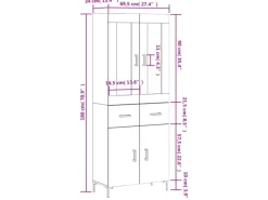 vidaXL Highboard Räuchereiche 69,5x34x180 cm Holzwerkstoff 3198534