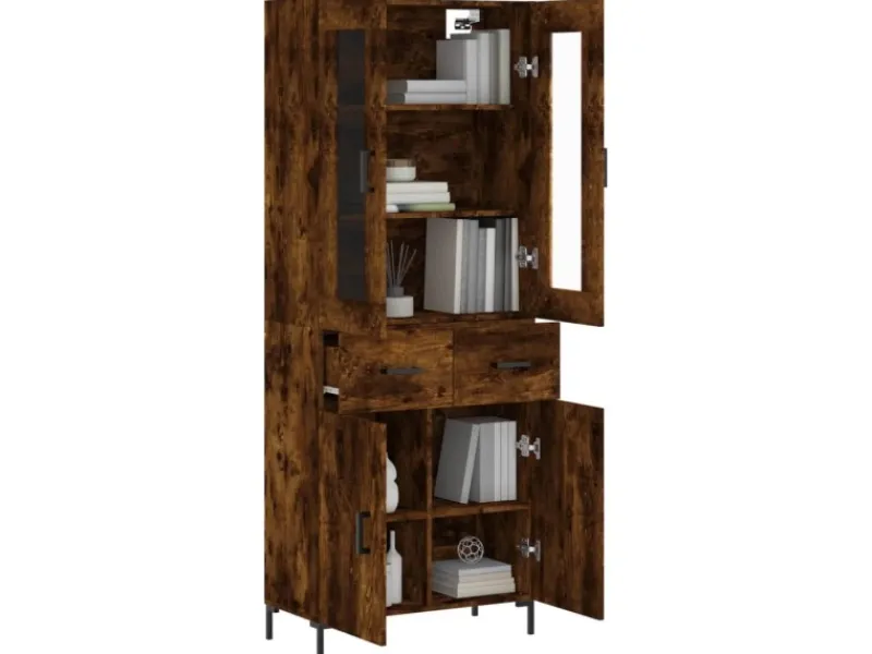 vidaXL Highboard Räuchereiche 69,5x34x180 cm Holzwerkstoff 3198534