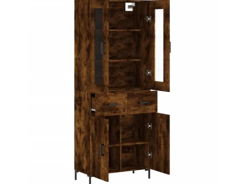 vidaXL Highboard Räuchereiche 69,5x34x180 cm Holzwerkstoff 3198534