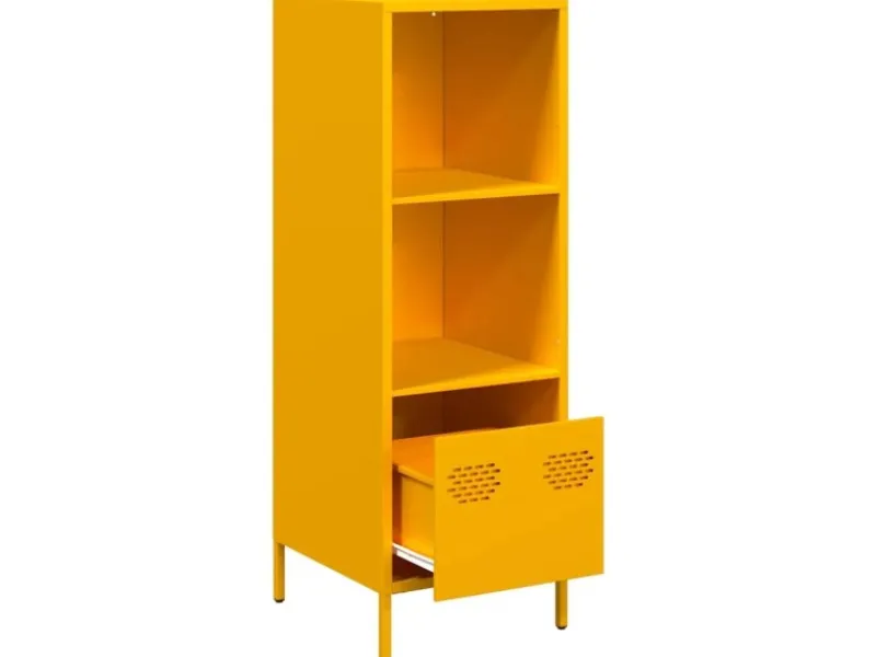 New vidaXL Highboard Senf 35x39x103,5 cm Stahl 851379 Gelb