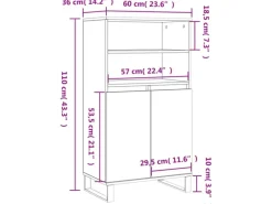 vidaXL Highboard Sonoma-Eiche 60x36x110 cm Holzwerkstoff 831495