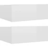vidaXL Hängende Nachttische 2 Stk Hochglanz-Weiß 40x30x15 cm