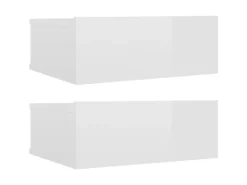 vidaXL Hängende Nachttische 2 Stk Hochglanz-Weiß 40x30x15 cm