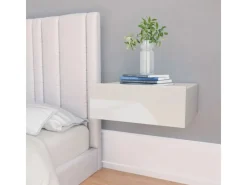 vidaXL Hängende Nachttische 2 Stk Hochglanz-Weiß 40x30x15 cm