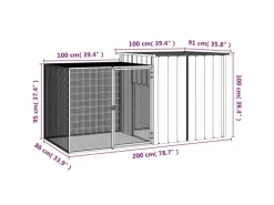 Online vidaXL Kaninchenkäfig Grau 200x91x100 cm Verzinkter Stahl