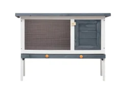 vidaXL Kaninchenstall 1 Ebene Grau Holz