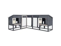 Sale vidaXL Kaninchenstall mit Freilauf Grau und Weiß Tanne Massivholz