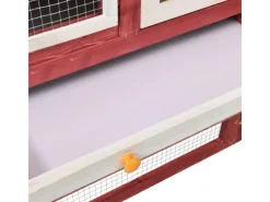 vidaXL Kaninchenstall Rot und Weiß 140x63x120 cm Tanne Massivholz