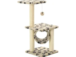 vidaXL Katzen-Kratzbaum Sisal 65 cm Beige Pfoten-Aufdruck