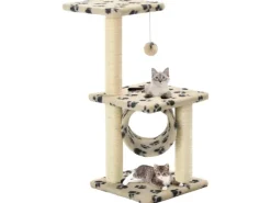 vidaXL Katzen-Kratzbaum Sisal 65 cm Beige Pfoten-Aufdruck
