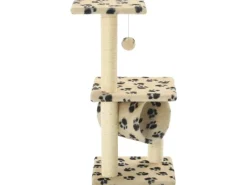 vidaXL Katzen-Kratzbaum Sisal 65 cm Beige Pfoten-Aufdruck