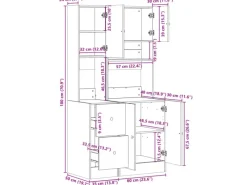 vidaXL Küchenschrank Räuchereiche 95x50x180 cm Holzwerkstoff