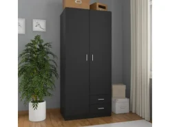 Clearance vidaXL Kleiderschrank Schwarz 80x52x180 cm Holzwerkstoff