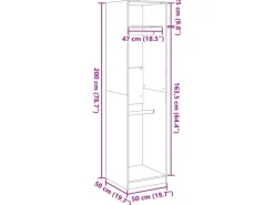 Online vidaXL Kleiderschrank 50x50x200 cm Holzwerkstoff 3307783 Weiß