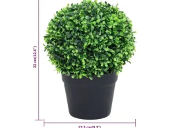 vidaXL Künstliche Buchsbäume 2 Stk mit Topf Kugelform Grün 32 cm