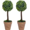 vidaXL Künstliche Buchsbäume 2 Stk mit Topf Kugelform Grün 56 cm