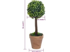 vidaXL Künstliche Buchsbäume 2 Stk mit Topf Kugelform Grün 56 cm