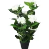 vidaXL Künstliche Hortensie mit Topf 60 cm Weiß
