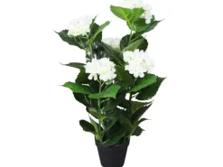 vidaXL Künstliche Hortensie mit Topf 60 cm Weiß
